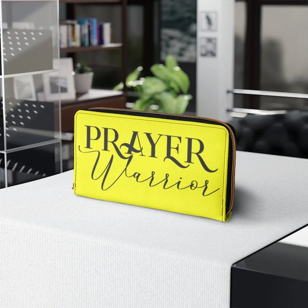 Wristlet Phone Wallet, Yellow and Black Prayer Warrior Graphic Purse