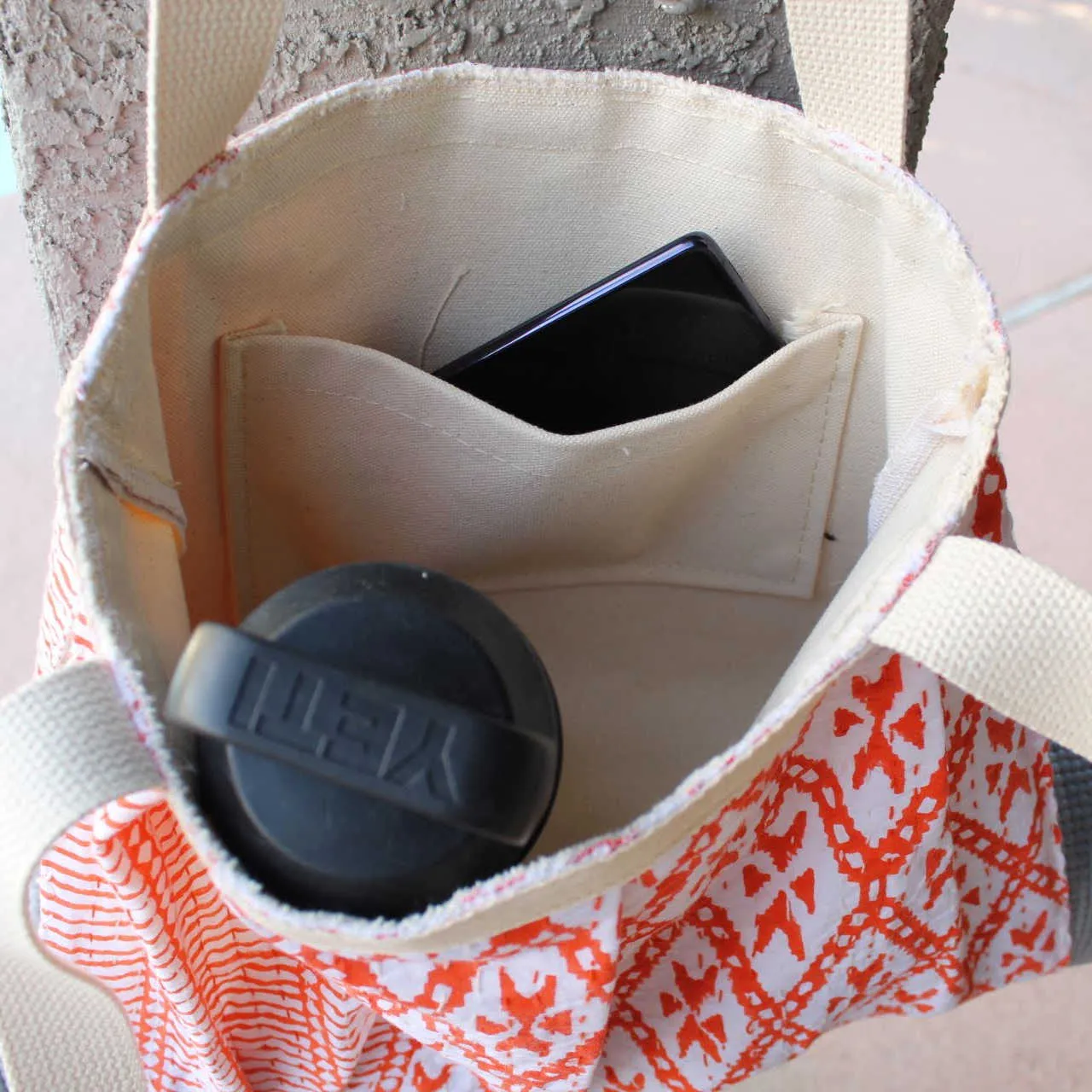Yoga Mat Bag | Kantha Quilt Design | Orange Geometric